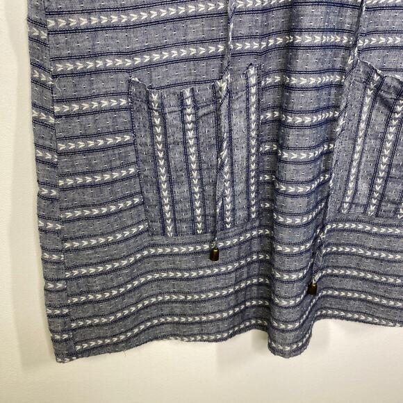 Umgee Shirt Mini Dress Women Small Black Striped Aztec Cotton Blend Pockets - Picture 3 of 7